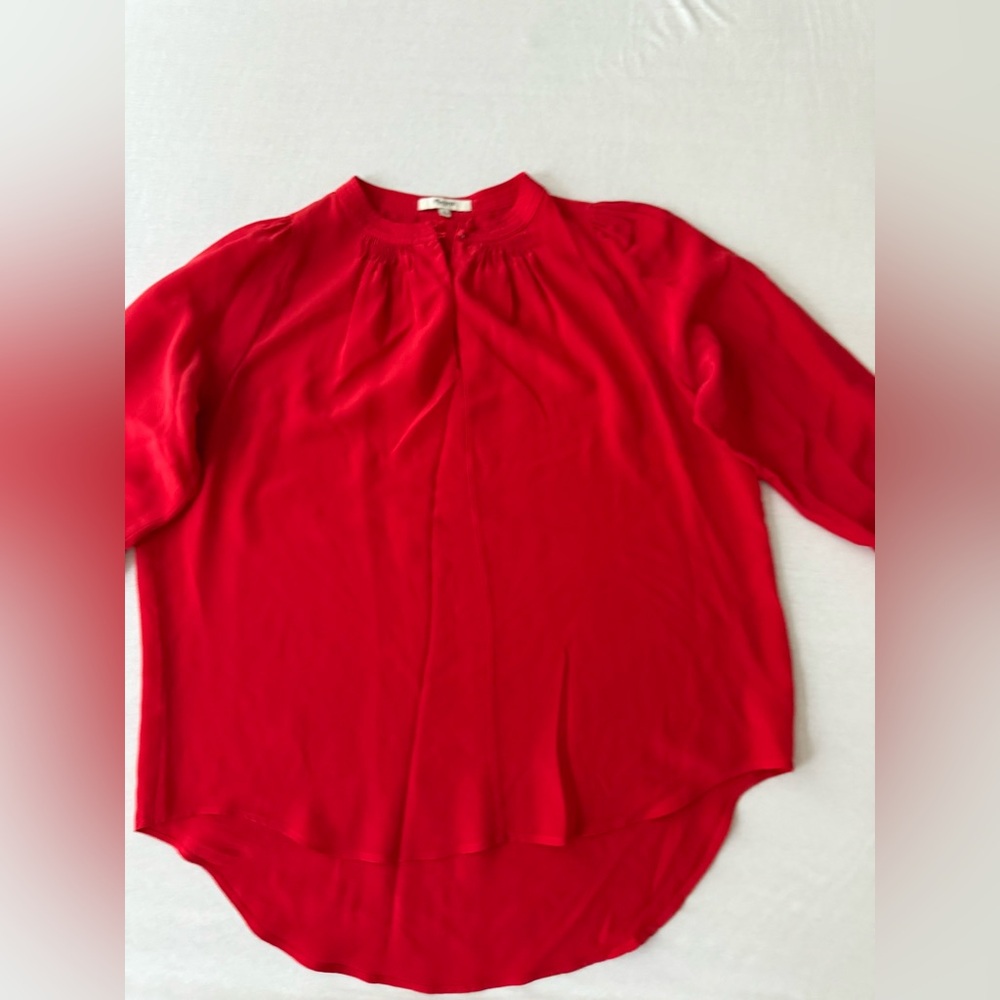 Madewell 100% Silk Memory Blouse | Enamel l Red | Medium